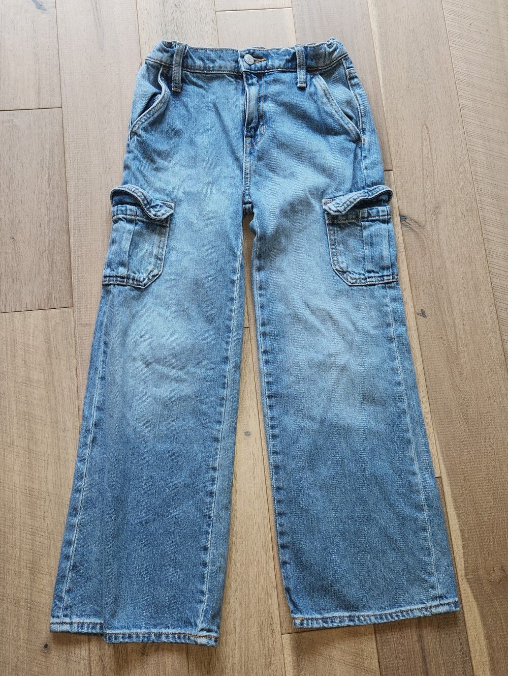 Old Navy Jeans Girls 10 High Rise Baggy Wide Leg Cargo Adjustable Waist